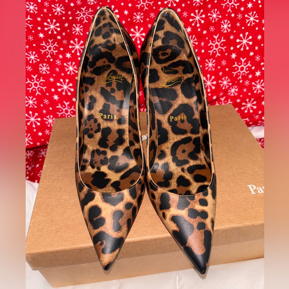 Christian Louboutin leopard 7.5 Kate 100mm nib